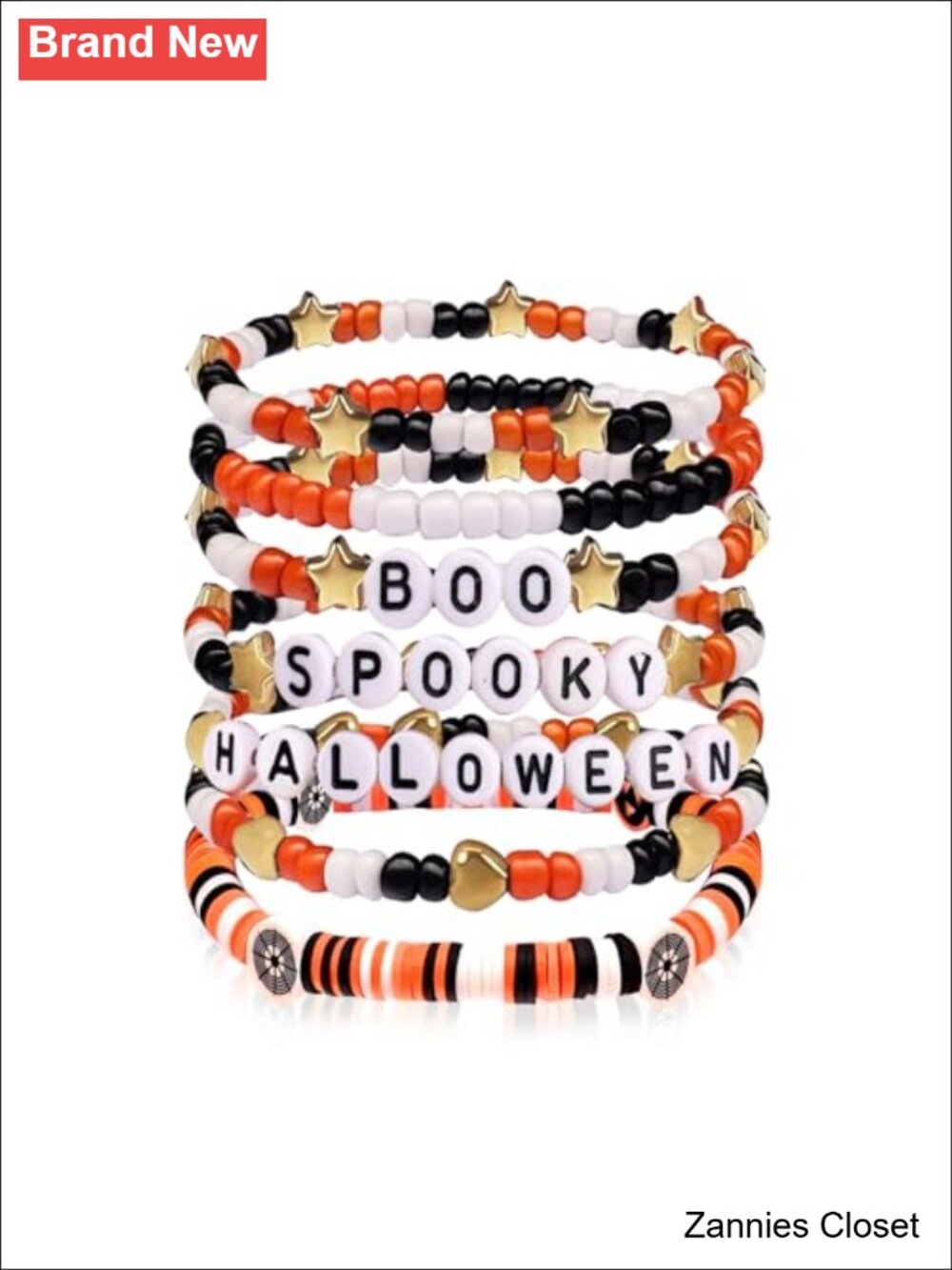 👻 Halloween Bead Stackable Stretch Bracelet Boo Spooky Party Accessory